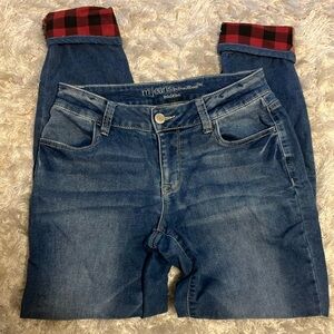 Flannel buffalo plaid cuff mid rise jeans S